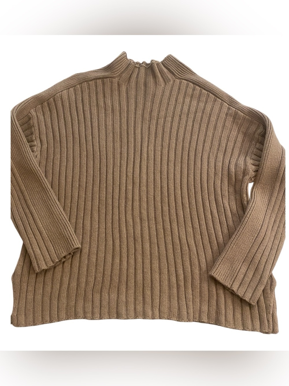 Abercrombie & Fitch Women’s Ribbed High Mock Neck Thicker Sweater Camel size XL